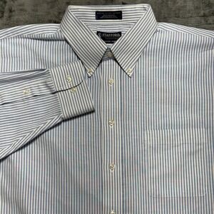 Stafford Oxford Shirt Mens XL Blue White Striped Button Down Long Sleeve